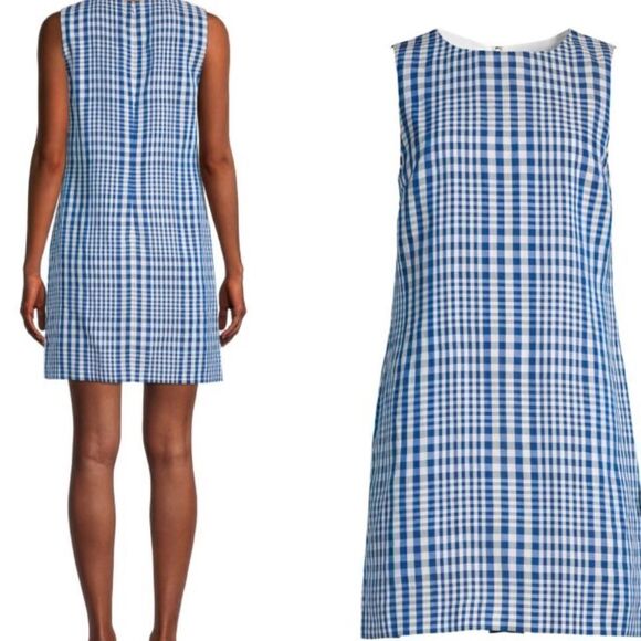 NWT Theory Nadeema Blue Dillion Plaid Dress size 0 - Picture 1 of 10